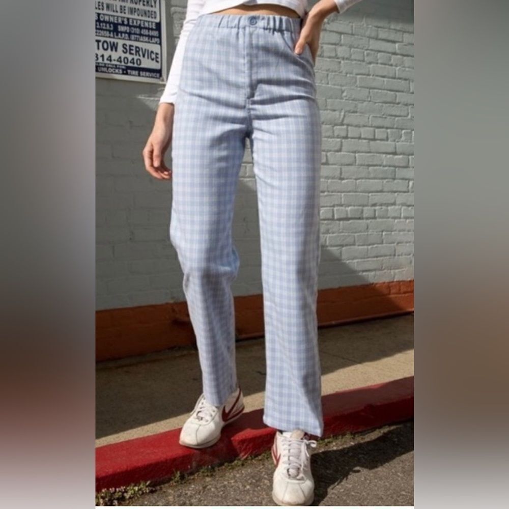 Brandy Melville Blue Plaid flannel sleep pants High Waisted Pants small